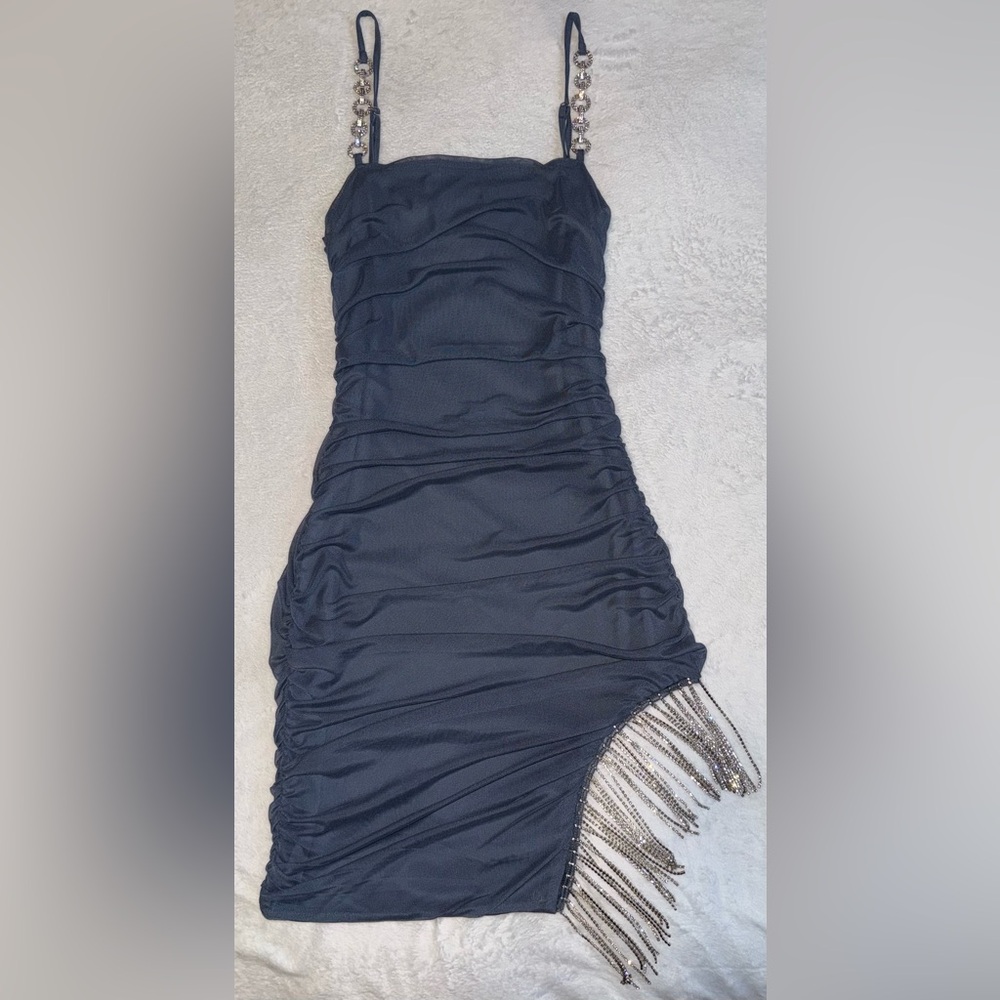 Dusty Blue Dress with Rhinestones size-Medium